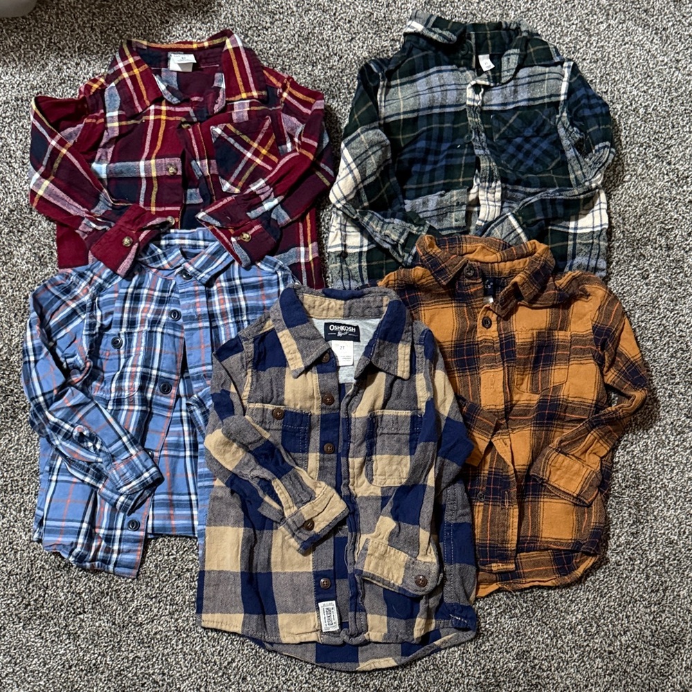 2T kids Plaid Button Down Shirt Collection